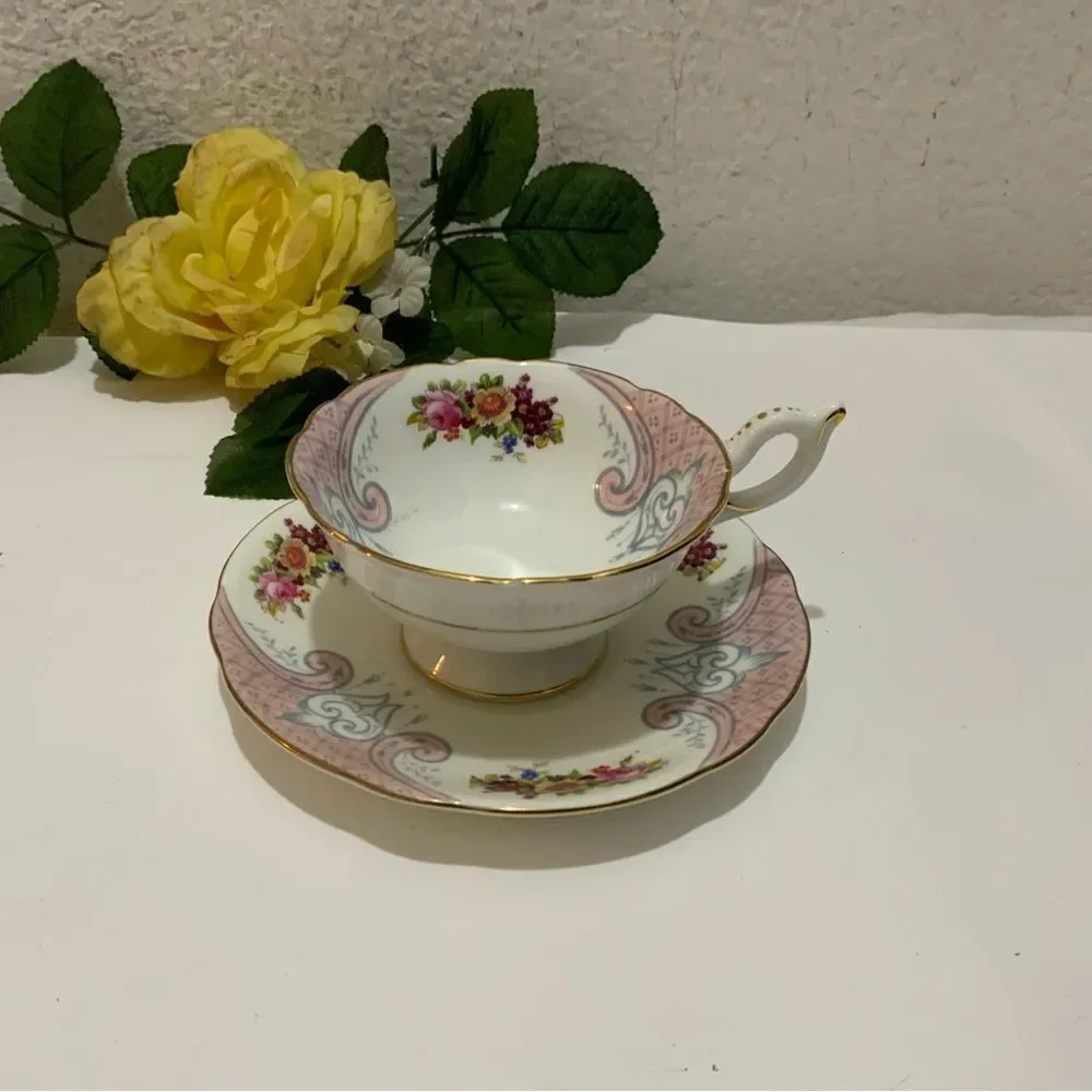 Vintage Mini Coalport Teacup and Saucer floral Bone China Made in England G7